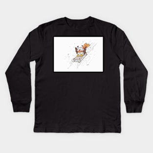 Owl on a sledge Kids Long Sleeve T-Shirt